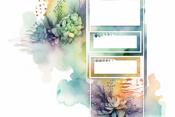 Watercolor PhotoBook Template for Family and Holiday occasions. AI Generative