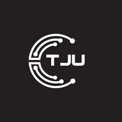 TJU letter technology logo design on black background. TJU creative initials letter IT logo concept. TJU setting shape design.
