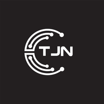TJN letter technology logo design on black background. TJN creative initials letter IT logo concept. TJN setting shape design.
