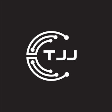 TJJ letter technology logo design on black background. TJJ creative initials letter IT logo concept. TJJ setting shape design.
