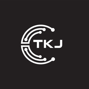 TKJ letter technology logo design on black background. TKJ creative initials letter IT logo concept. TKJ setting shape design.
