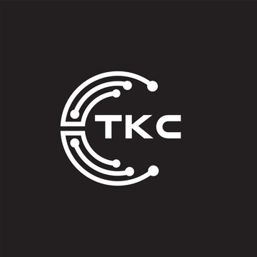 TKC letter technology logo design on black background. TKC creative initials letter IT logo concept. TKC setting shape design.
