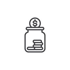 Money box glass jar line icon