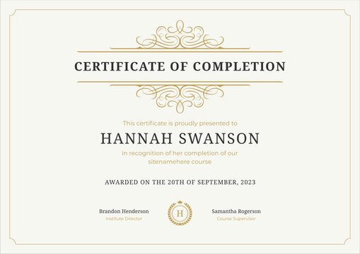 Certificate graduation achievement diploma of success education completion classic template vector