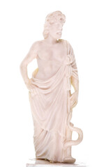 Fototapeta na wymiar ancient greek souvenir male sculpture isolated on white background