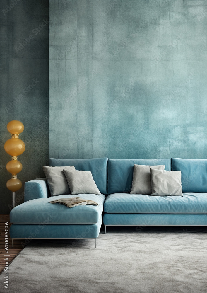 Wall mural blank wall interior mockup living room