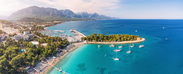 the essence of Kemer resort town, Turkey's coastal charm with our breathtaking aerial image...