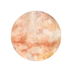 Hand painted watercolor sky and clouds.
  Abstract background drawn in a circle.