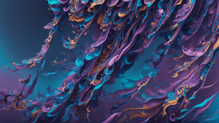 Fusion of purple and blue hues in the coral paint patterns creates a mesmerizing abstract art background texture, evoking a sense of tranquility and underwater enchantment.