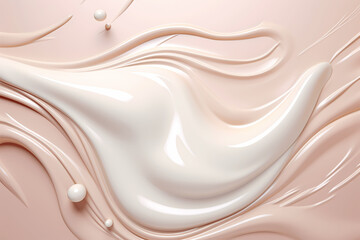 Luxury skincare captured as a swirling cosmetic milk liquid, epitomizing smoothness and purity, excellent for a beauty and wellness-focused project, generative ai