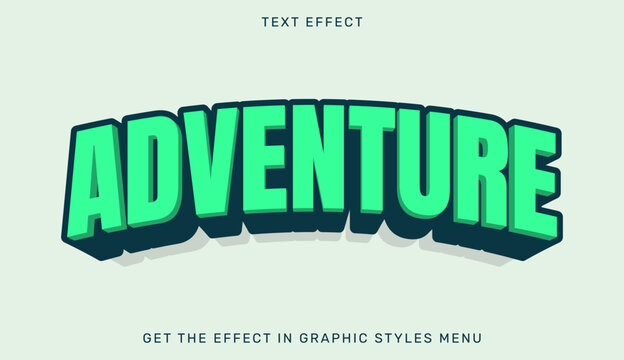 Adventure editable text effect in 3d style. Text emblem for advertising, branding, business logo