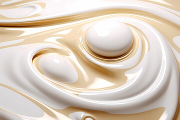 Luxury skincare captured as a swirling cosmetic milk liquid, epitomizing smoothness and purity, excellent for a beauty and wellness-focused project, generative ai