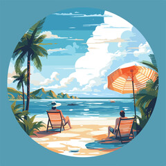 Summer party, vacation and travel concept. Vector illustration in minimalistic style.