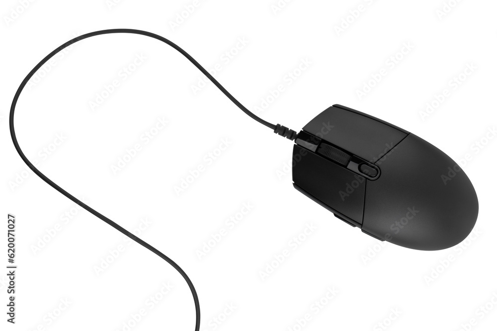 Fototapete computer mouse on a white background. wired computer mouse close-up isolated on a white background.