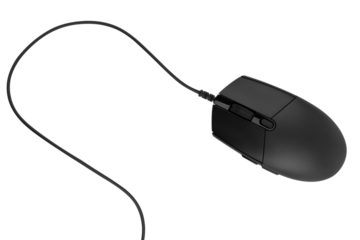 Computer mouse on a white background. Wired computer mouse close-up isolated on a white background.