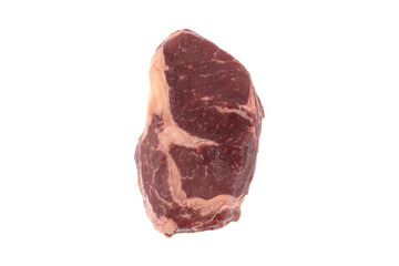 Raw beef steak on a white background. Beef steak closeup isolated on white background.