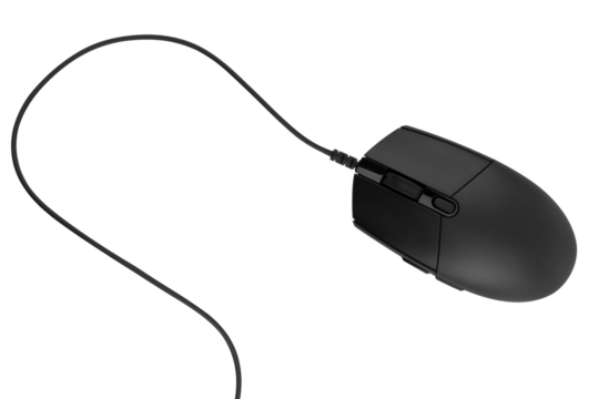 Computer mouse on a white background. Wired computer mouse close-up isolated on a white background.