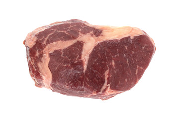 Raw beef steak on a white background. Beef steak closeup isolated on white background.