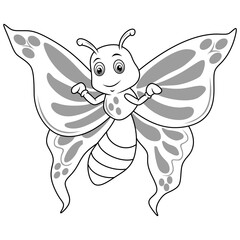  Cartoon funny butterfly line art