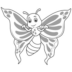  Cartoon funny butterfly line art