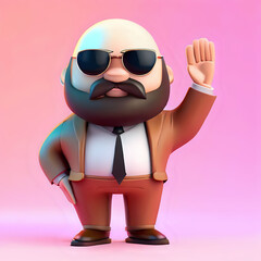 3d penguin in glasses