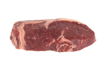 Raw beef steak on a white background. Beef steak closeup isolated on white background.