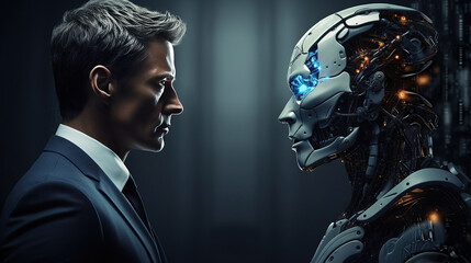 Human vs AI Robot Generative AI
