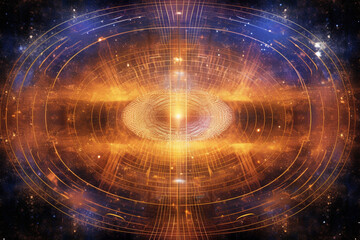 Fototapeta premium States of mind, chakras, meditation or 4th dimension illustration. Colorful space background with copy space. Generative AI