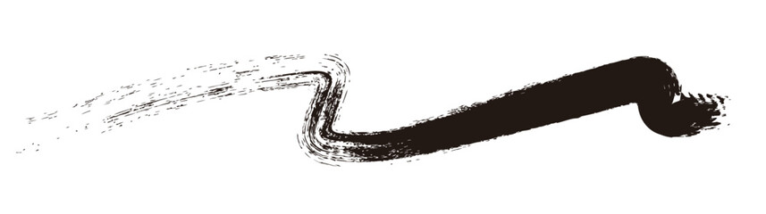 筆の質感　墨　インク　筆模様　波模様筆の筆跡素材。ブラシストローク