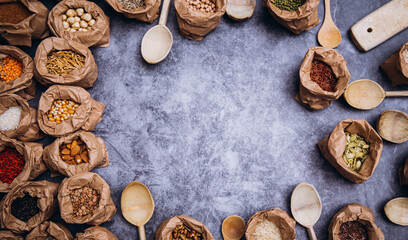 Spices. Aroma. Food background. 