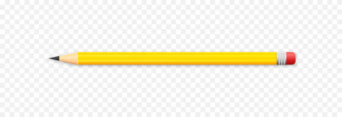 Vector yellow pencil. School pencil png. Drawing pencil. School supplies. A sharp pencil with a rubber band png.