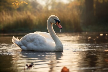 Fototapeta premium Swan on the lake, Generative AI
