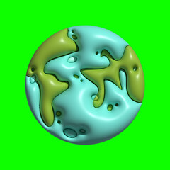 3D Galaxy Planet Assets with Greenscreen Background