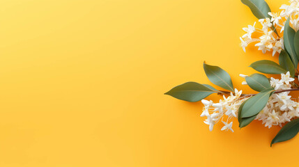 Osmanthus On colorful background. Empty copy space on the side. Generative AI.