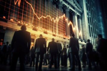 Stock exchange market and investment. Many business people in stock market. Generative AI