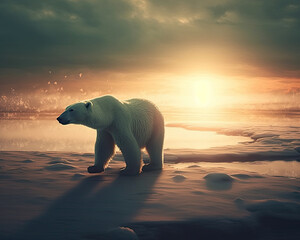 Arctic Scenery at Sunset: A Polar Bear in the Generative AI Wilderness