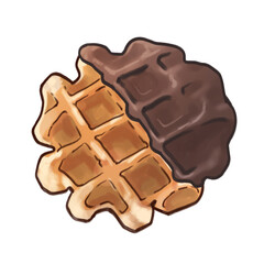 チョコレートがかかったワッフル