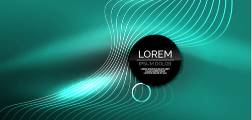 Neon lines and waves abstract background. Techno glowing neon shapes vector illustration for wallpaper, banner, background, landing page, wall art, invitation, prints, posters