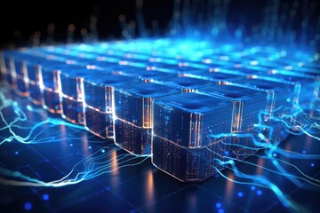 Abstract futuristic background Data Transfer. technology concept. Futuristic cyberspace background. Generative AI