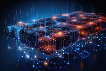 Fototapeta premium Abstract futuristic background Data Transfer. technology concept. Futuristic cyberspace background. Generative AI