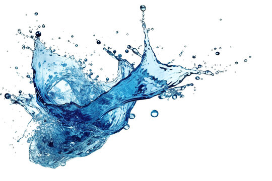 Pure blue water splash isolated on white background
