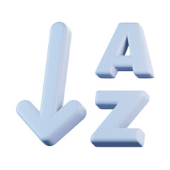 Sort Alphabet in Ascending Order 3D Icon