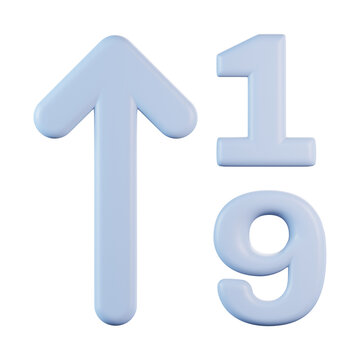 Descending Number Arrow 3D Icon