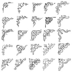 Vector illustration of decorative corner frame set. Set Hand Draw of Corners Different Shapes Flower Decoration Vector Design Doodle Sketch Style For Wedding And Banner