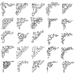 Vector illustration of decorative corner frame set. Set Hand Draw of Corners Different Shapes Flower Decoration Vector Design Doodle Sketch Style For Wedding And Banner