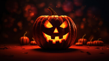 Lantern pumpkin on a dark red background