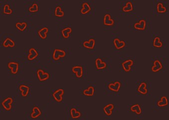 seamless pattern with red hearts on dark background