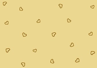 Pattern with golden small hearts on yellow background