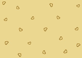 Pattern with golden small hearts on yellow background