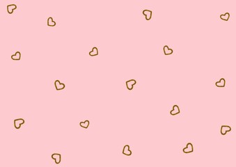 Pattern small golden hearts on pink background